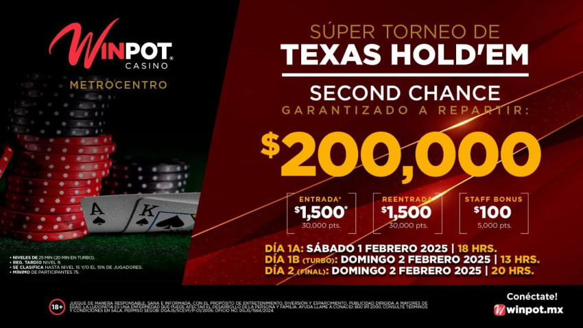 200K GTD del Second Chance Winpot Metrocentro en Zapopan