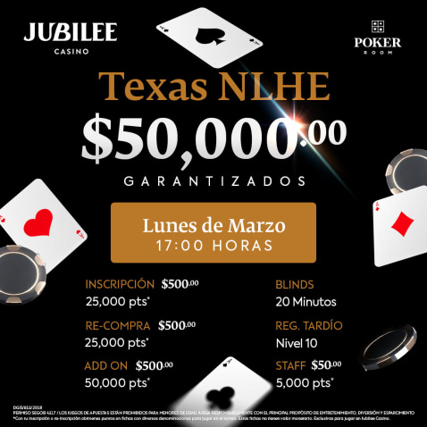 Torneo Texas NLHE $50,000 GTD