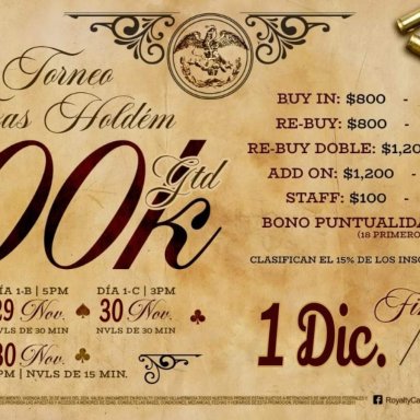200k GTD Royalty Casino Villahermosa