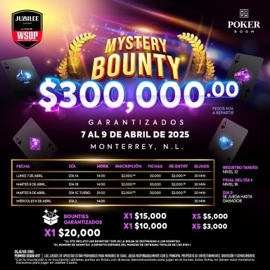 300K GTD Mystery Bounty de Jubilee Casino en Monterrey